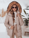 Ženska zimska jakna LUMORE prešita s kapuco beige Dstreet TY5011
