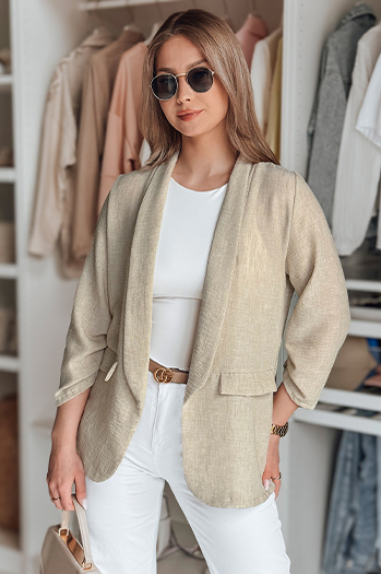 Ženska prevelika jakna SOFT LOVE svetlo rjava Dstreet PY0133