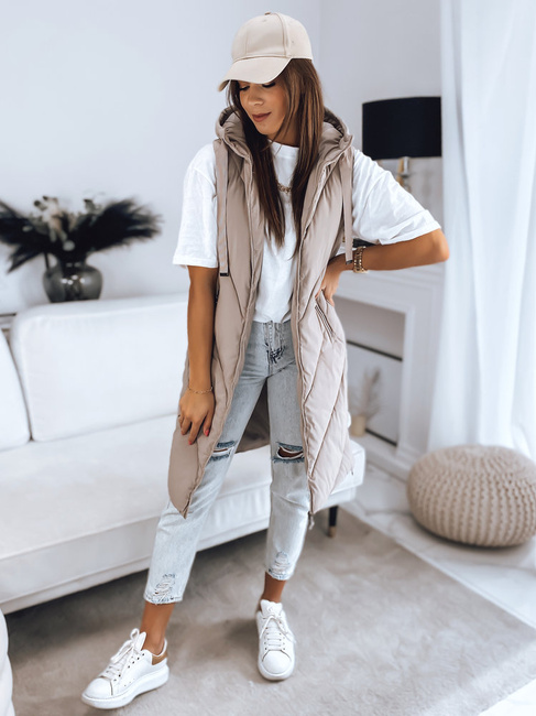 Ženski brezrokavnik ZIPIS bež Dstreet TY3216