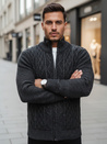 Moški pulover brez gumbov temno sive barve Dstreet WX2252z