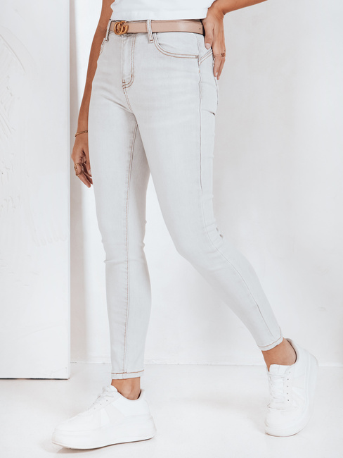 Ženske oprijete kavbojke sive barve Dstreet UY2806