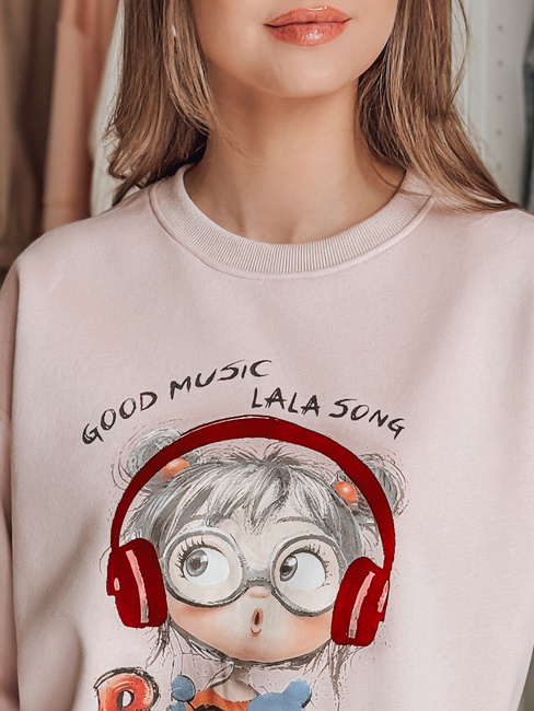 Ženska bluza s potiskom LALA VIBE roza Dstreet BY1505