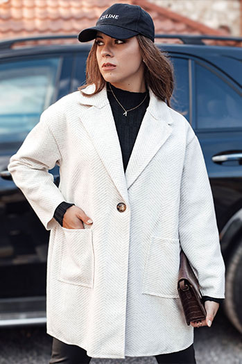 Ženski prevelik plašč ELEGANTWAY v sledeh bež barve Dstreet NY0698