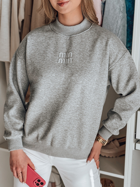 Ženska bluza prevelike velikosti z našitkom LOVASON sive barve Dstreet BY1419