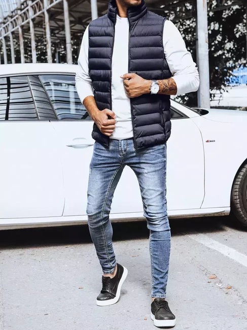 Moški prešiti telovnik v temno modri barvi Dstreet TX4130