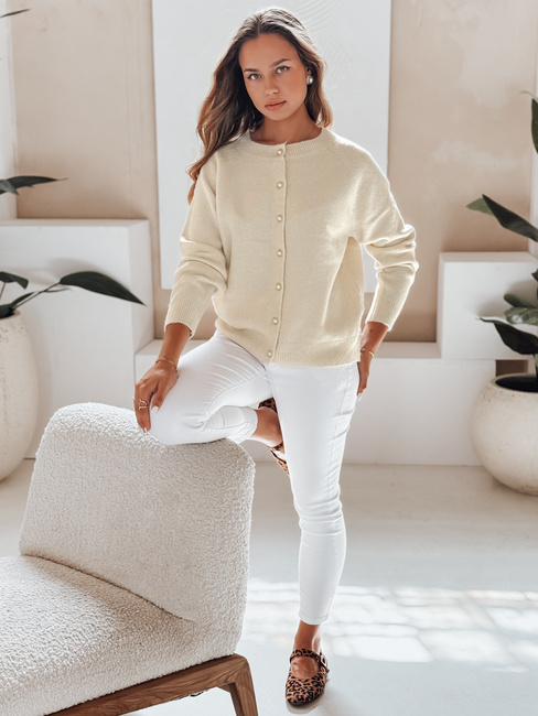 Ženski pulover z zadrgo SELINA ecru Dstreet MY2515