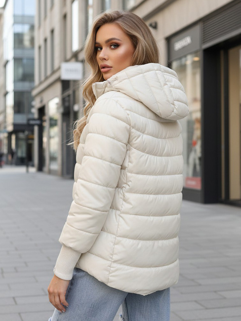 Ženska prešita jakna s kapuco bela Dstreet ty5355