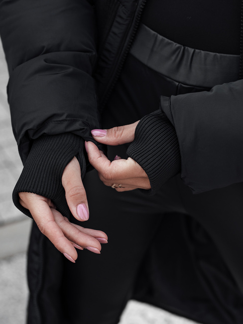 Ženska zimska dolga prešita jakna FABWARM black Dstreet TY4620