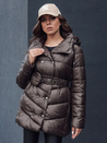 Ženski prešiti zimski plašč s kapuco BLOOM mocha Dstreet TY4517