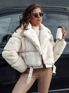 Ženska zimska krznena jakna SAVARA beige Dstreet TY4694