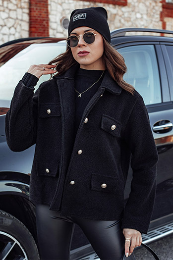 Ženski prevelik kratek plašč CLASSIVO black Dstreet NY0696