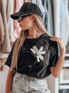 Ženska majica oversize s 3D učinkom PETALOVE črna Dstreet RY2717