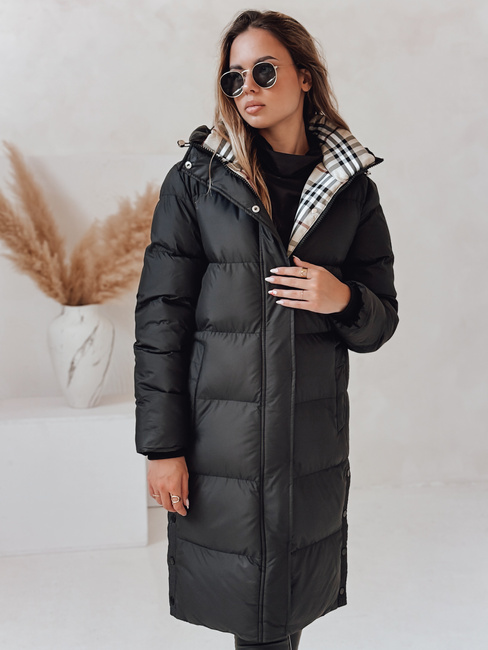 WINTERMISS ženska zimska dolga prešita jakna s kapuco črna Dstreet TY4967