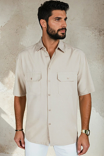 Moška bež majica s kratkimi rokavi Dstreet KX1082