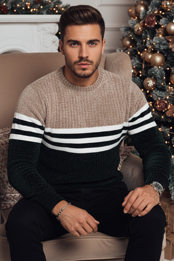 Moški črtast zelen pulover Dstreet WX2231z