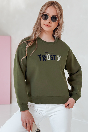 Ženska bluza prevelike velikosti z vezenino SOFTRUS zelena Dstreet BY1409