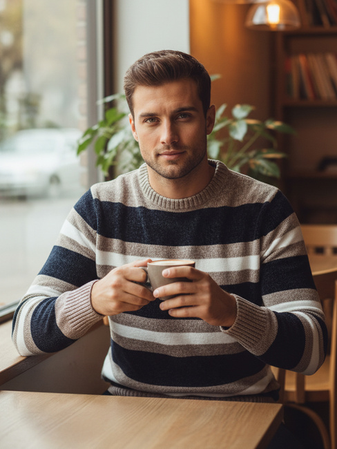 Moški črtasti pulover v mornarsko modri barvi Dstreet WX2263