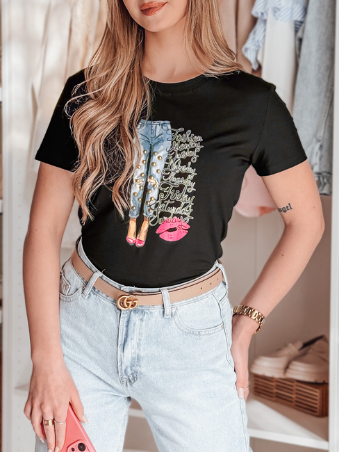 Ženska majica s potiskom TRENDAY black Dstreet RY2824