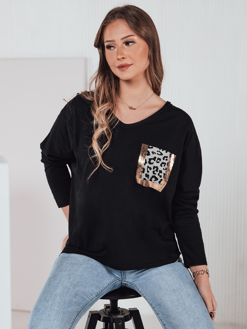 GLAMZONE ženska bluza oversize s potiskom črna Dstreet RY2682