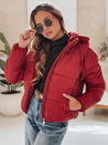 Ženska zimska kratka GLAMVO puhovka s kapuco bordo barve Dstreet TY4949