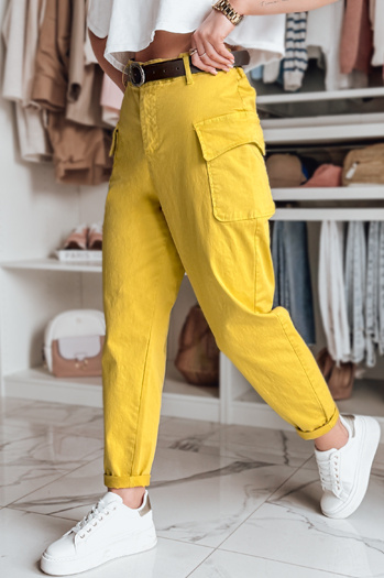 Ženske vrečaste hlače GOTRENDI mustard Dstreet UY2527