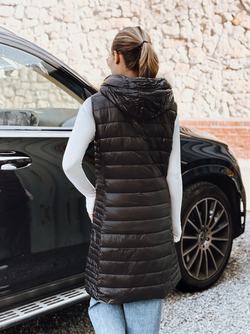 Kamizelka damska pikowana z kapturem czarna Dstreet TY5255