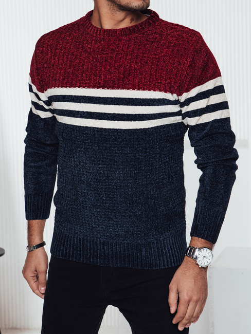 Moški črtast pulover v mornarsko modri barvi Dstreet WX2229