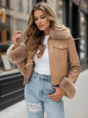 Ženska usnjena jakna s kameljim krznom Dstreet TY5139