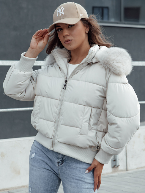 Ženska prešita zimska jakna s krznom COLDPACK bela Dstreet TY4429