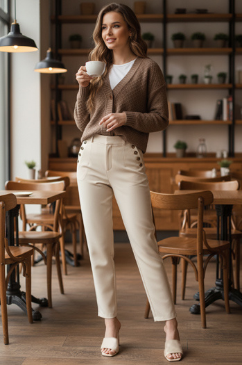 Ženski pulover CHICLINE beige Dstreet MY2419