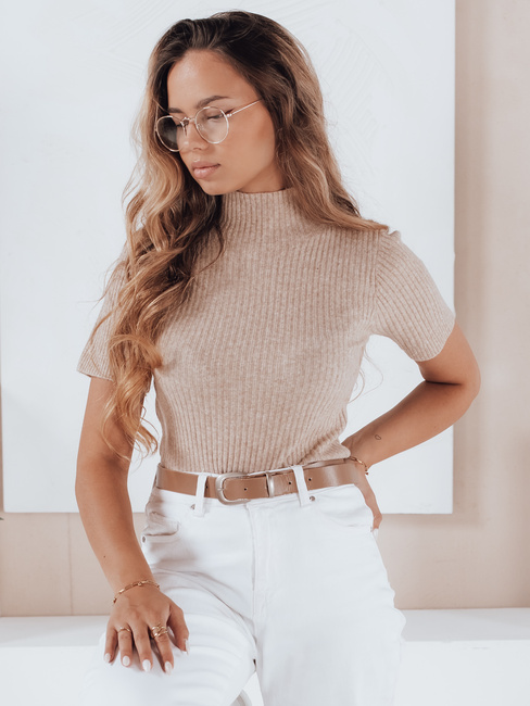 Ženski pulover s kratkimi rokavi GIRLGLORY beige Dstreet MY2553