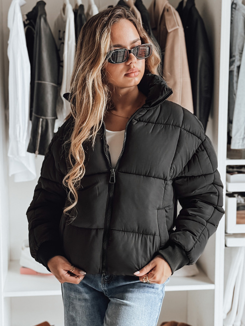 Ženska zimska kratka prešita jakna VIBEGIRL black Dstreet TY4948