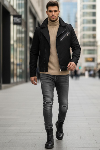 Moška zimska bunda ramones black Dstreet TX4660z