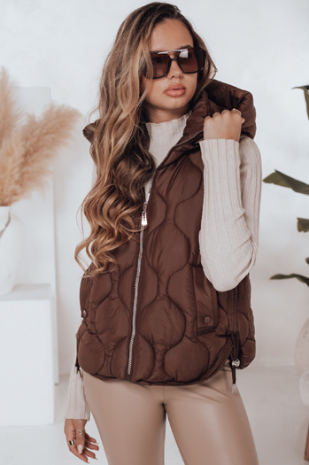 Ženski prešiti telovnik s kapuco MISSVEST brown Dstreet TY5019