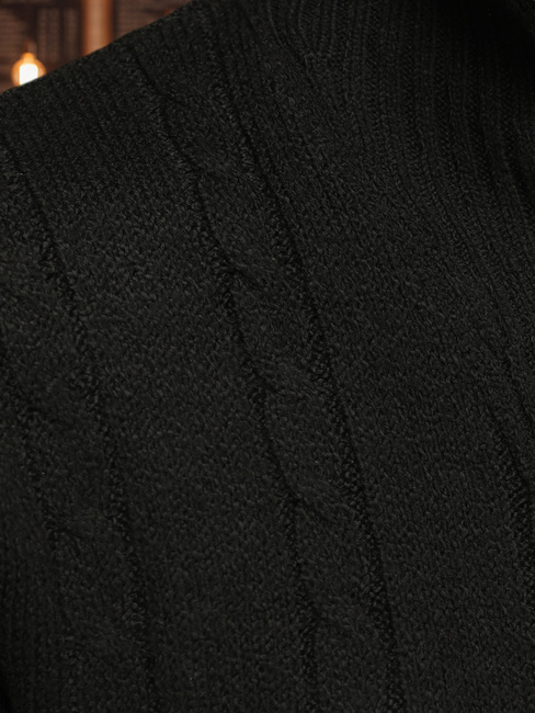 Moški pulover z ovratnikom črne barve Dstreet WX2328