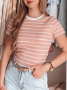 Ženska osnovna črtasta majica LINESS roza Dstreet RY2809