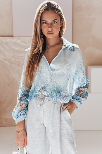 Ženska cvetlična majica prevelike velikosti FLOWERS modra Dstreet DY0472