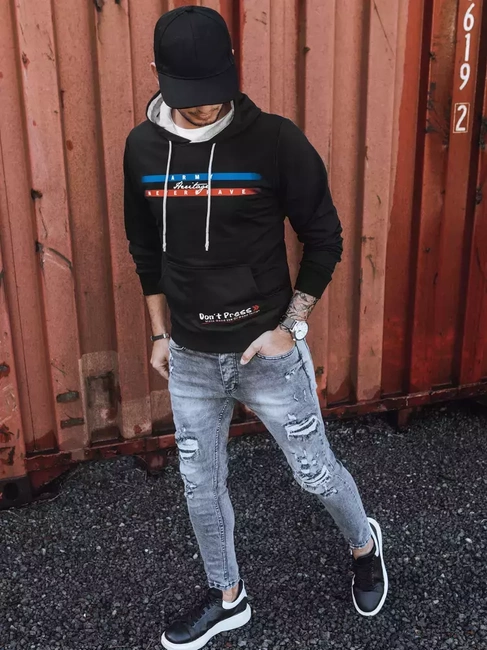 Moška jopa s potiskom črna Dstreet BX5386