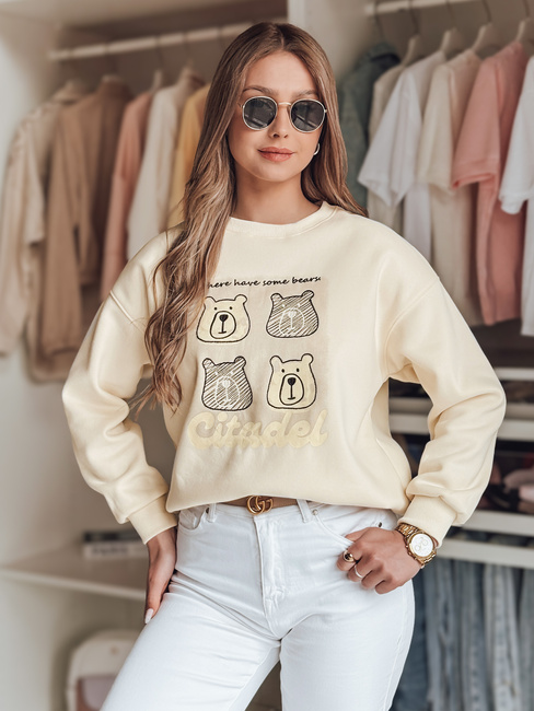 Ženska bluza prevelike velikosti z medvedki MISOBEARS ecru Dstreet BY1435