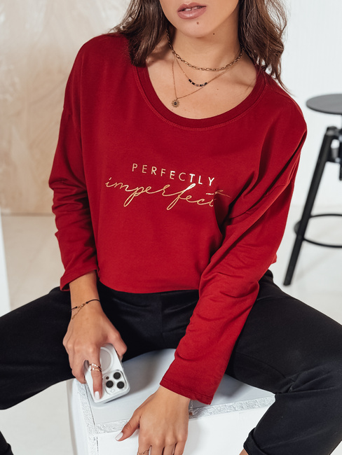 VIVILINES ženska bluza s potiskom oversize bordo barve Dstreet RY2693