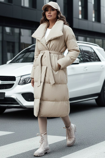 Ženski zimski dolgi prešiti plašč FAVI beige Dstreet TY4572