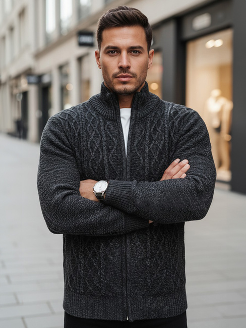 Moški pulover brez gumbov temno sive barve Dstreet WX2252z