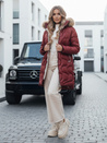 Ženska zimska jakna VIRELIA prešita s kapuco bordo barve Dstreet TY4935