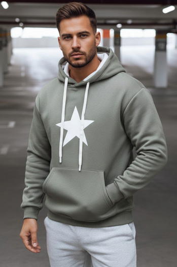 Moška haki majica s kapuco Dstreet BX5928