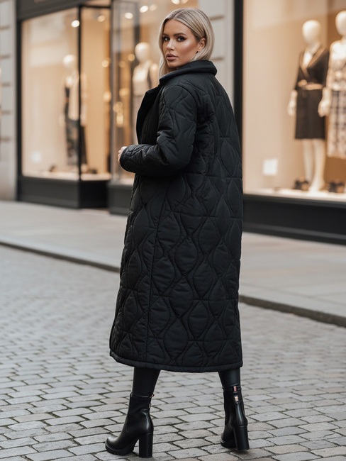 Ženski prešiti dolgi plašč TRENDIFY black Dstreet TY4378z