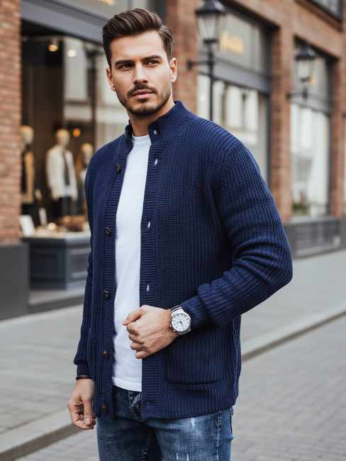 Moški pulover Dstreet WX2346 v mornarsko modri barvi