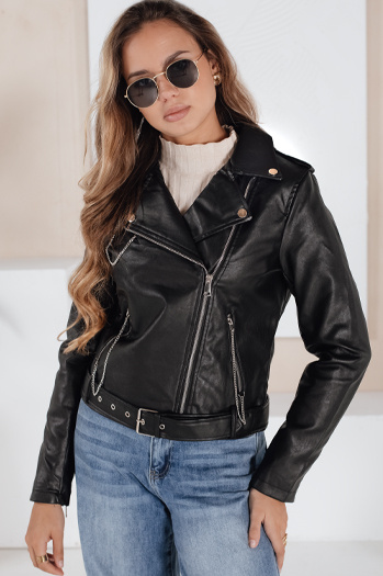 Ženska usnjena jakna ramones black Dstreet TY5200