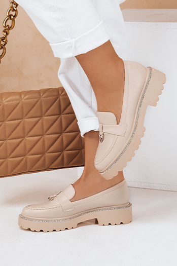 Ženski mokasini LOAFELIA beige Dstreet ZY0606