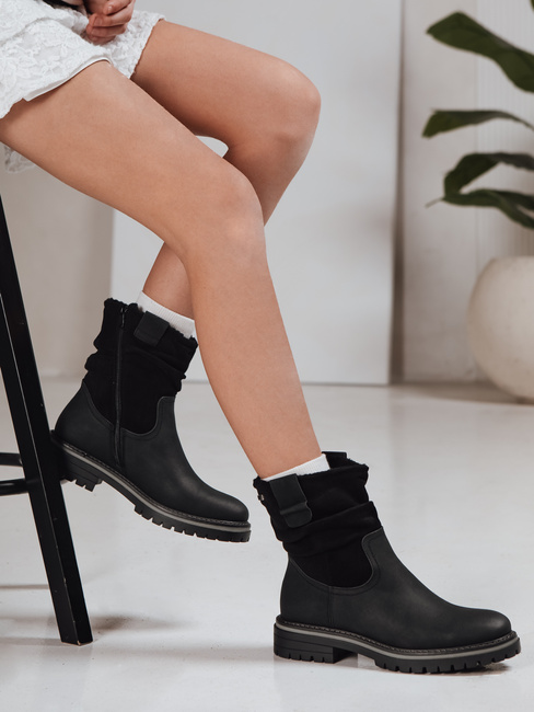 Ženski semiš škornji črni Dstreet ZY1277