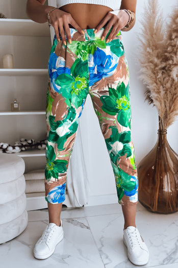 Ženske hlače casual FLOWER GARDEN Barva Zelena DSTREET UY1482